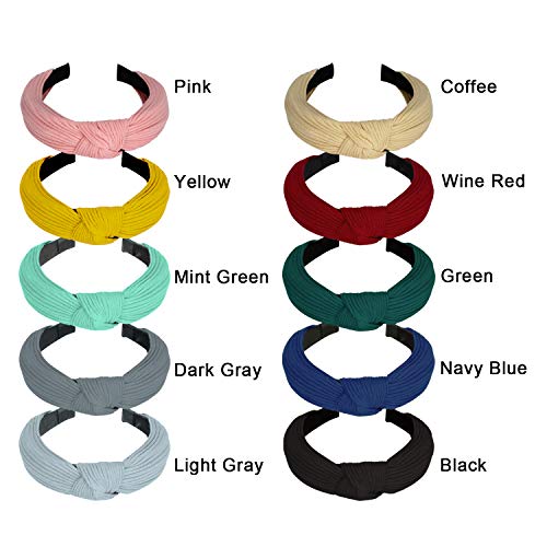 Winpok 10 paquetes de diademas para mujeres, diademas para mujeres de punto bandas para el pelo de tela, diademas elásticos para la cabeza, accesorios para el pelo al aire libre para niñas