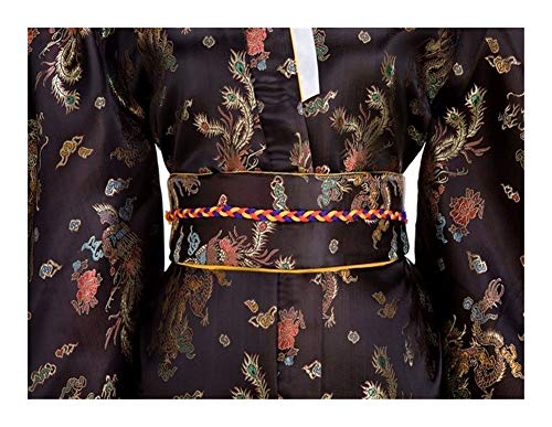 Without logo ZCPCS Vestido de Noche Negro japonés Tradicional de Las Mujeres de Seda del Kimono con Vintage del Funcionamiento del Traje de la Danza del Vestido de Cosplay Un tamaño