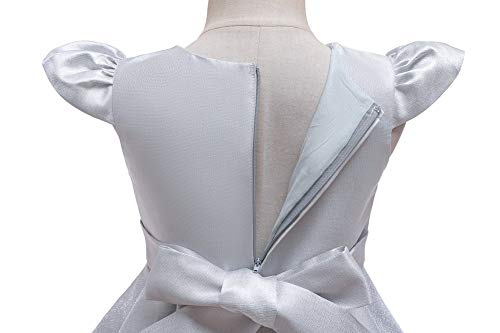 WOCINL Vestidos de tul para bodas, princesas altas y bajas, con cuentas para fiesta de cumpleaños, fiesta de noche, baile de baile - gris - 4-5 años