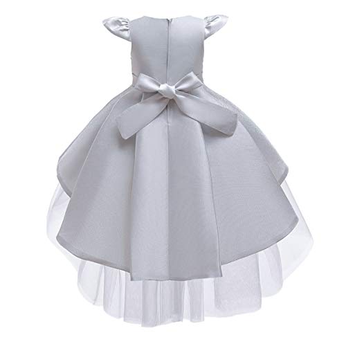 WOCINL Vestidos de tul para bodas, princesas altas y bajas, con cuentas para fiesta de cumpleaños, fiesta de noche, baile de baile - gris - 4-5 años