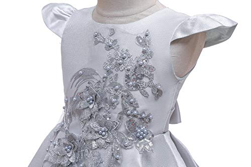 WOCINL Vestidos de tul para bodas, princesas altas y bajas, con cuentas para fiesta de cumpleaños, fiesta de noche, baile de baile - gris - 4-5 años