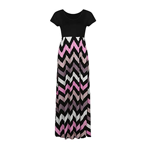 Writtian Vestidos Mujer Casual Cuello Redondo Playa Largos Verano Suelto Corta Manga Vestido Boho Falda Larga Maxi Vestido Playeros