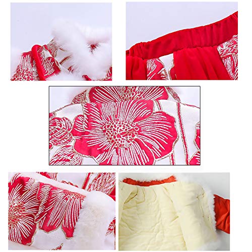 XYW Baby Girl Hanfu - Traje Tang Traje Retro Ropa de Año Nuevo Espesado Estilo Chino Ropa de Invierno Muchacha Traje para niños (Color : Pink, Size : #90)