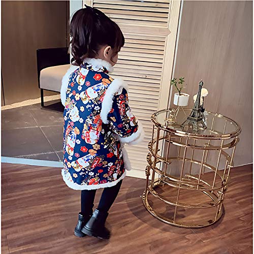 XYW Cheongsam de Chicas - Ropa de Invierno, Estilo Occidental, Estilo Chino para niños, Vestido de Hanfu, Niña, Traje Tang, Ropa de Año 1, Size : #110