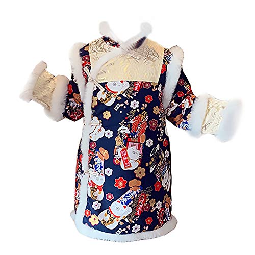 XYW Cheongsam de Chicas - Ropa de Invierno, Estilo Occidental, Estilo Chino para niños, Vestido de Hanfu, Niña, Traje Tang, Ropa de Año 1, Size : #110