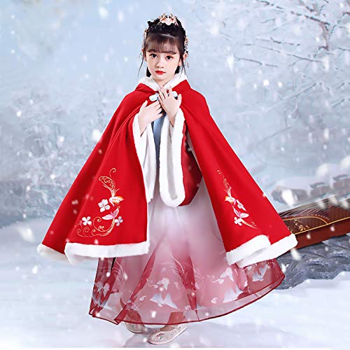 XYW Hanfu Girls - Falda Engrosada otoño e Invierno Princesa Antigüedad Infantil más Velvet Tang Traje Traje Vestido (Color : Full Set, Size : #120)
