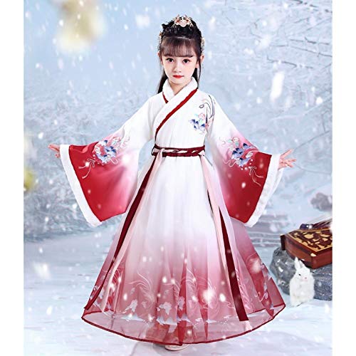 XYW Hanfu Girls - Falda Engrosada otoño e Invierno Princesa Antigüedad Infantil más Velvet Tang Traje Traje Vestido (Color : Full Set, Size : #120)