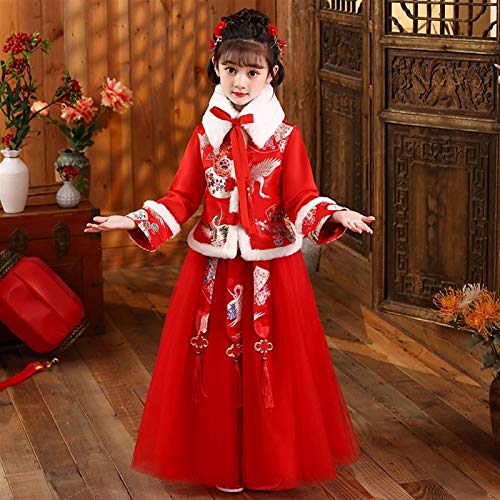XYW Hanfu Girls - Winter Año Nuevo Tang Ropa de Tang Ropa roja Set El Traje Antiguo de los niños se engrosa (Color : #4, Size : #110)