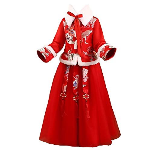 XYW Hanfu Girls - Winter Año Nuevo Tang Ropa de Tang Ropa roja Set El Traje Antiguo de los niños se engrosa (Color : #4, Size : #110)