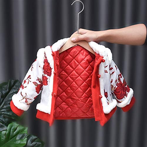 XYW Traje Tang Girls - Ropa de Año Nuevo Invierno Acolchado Acolchado Falda, Niña, Estilo Chino Festivo Hanfu Niño (Color : Red, Size : #120)