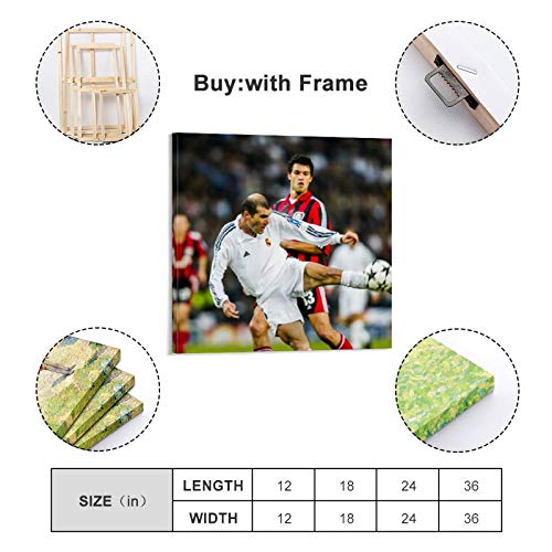 YANDING Póster decorativo de Zinedine Zidane marcó uno de los mejores goles en campeones (60 x 60 cm)