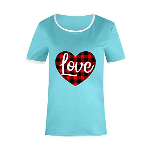 YANFANG Camiseta De Manga Corta Suelta con Cuello Redondo Y Estampado Informal A La Moda para Mujer, Blusa Superior, Jersey V Camisa Elegante TúNica Casual Sueltotops OtoñO InviernoXXXLBlue