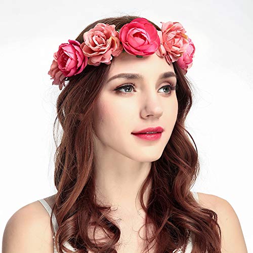 YAZILIND Rose flor tocado hecho a mano accesorios de pelo Festival diadema accesorios de vestido de novia Red1