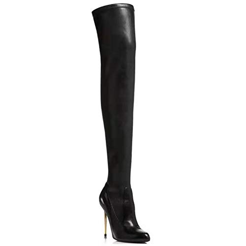 YHZQ Botas Largas Elásticas con Punta a Punta Mujer, Tacones De Aguja Sexis Mujer, Botas Altas De Moda sobre La Rodilla, Fiesta De Botas Altas hasta El Muslo (35-42EU) black-EU34