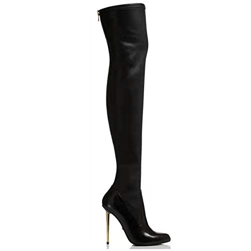 YHZQ Botas Largas Elásticas con Punta a Punta Mujer, Tacones De Aguja Sexis Mujer, Botas Altas De Moda sobre La Rodilla, Fiesta De Botas Altas hasta El Muslo (35-42EU) black-EU34