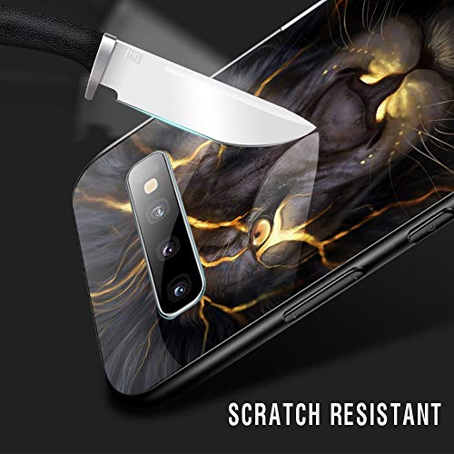 Yoedge Samsung Galaxy S10 Plus Funda, Anti-Rasguños Carcasa con Dibujos Diseño Bordes en Suave TPU Silicona Híbrida Tempered Vidrio Case Cover para Samsung Galaxy S10 Plus, Tigre
