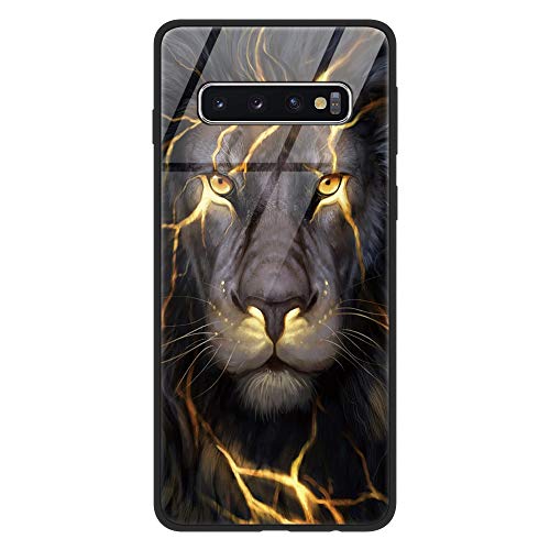 Yoedge Samsung Galaxy S10 Plus Funda, Anti-Rasguños Carcasa con Dibujos Diseño Bordes en Suave TPU Silicona Híbrida Tempered Vidrio Case Cover para Samsung Galaxy S10 Plus, Tigre