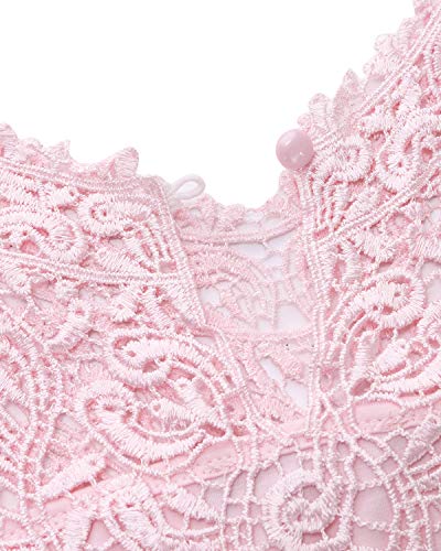 YOINS Blusa sexy con hombros descubiertos, camiseta de manga larga para mujer, blusa de encaje, moda patchwork, blusa tirolesa Sexy-rosa XL