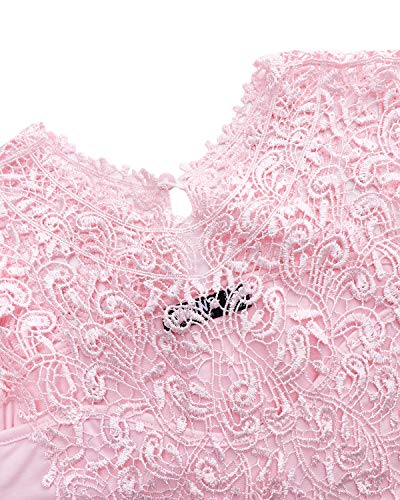 YOINS Blusa sexy con hombros descubiertos, camiseta de manga larga para mujer, blusa de encaje, moda patchwork, blusa tirolesa Sexy-rosa XL