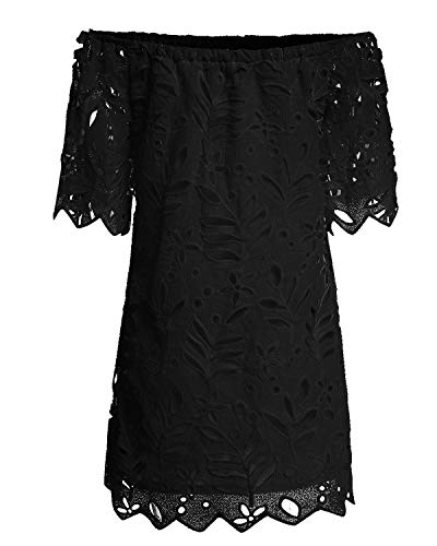 Yoins - Vestido corto de verano con hombros descubiertos, estampado floral, diseño de cintura alta con lazo