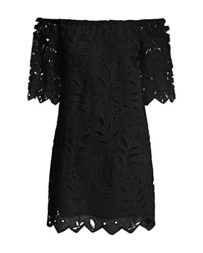 Yoins - Vestido corto de verano con hombros descubiertos, estampado floral, diseño de cintura alta con lazo