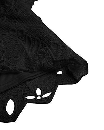 Yoins - Vestido corto de verano con hombros descubiertos, estampado floral, diseño de cintura alta con lazo