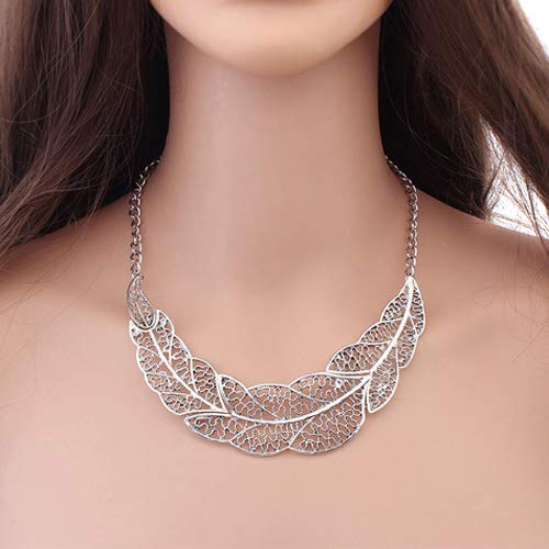 Yosemite - Collar Retro para Mujer, diseño de Hojas Huecas, para cóctel, Fiesta de Noche, Regalo