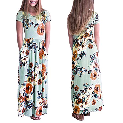 YWLINK Casual Vestido Largo De Boho De La ImpresióN NiñAs Manga Corta Verano Vestido Estampado Floral Fiesta1-10 AñOs De Edad La Moda Verano Vestido De Fiesta