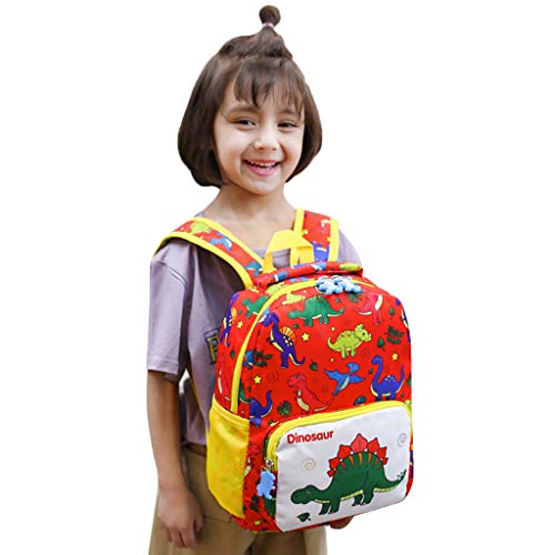 YWLINK Mochila Escolar Ligero Estudiante NiñOs Y NiñAs NiñOs Dibujos Animados Dinosaurio Animal Mochila Escolar Viajes Cremallera Bolsa Ocio Fiesta Regalo(rojo)