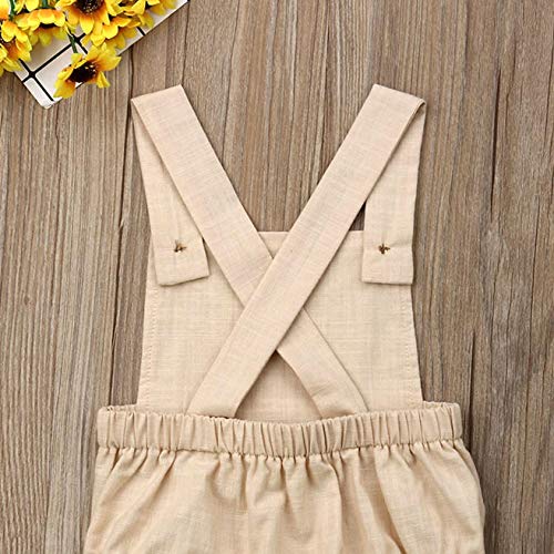 YWLINK Verano Mezcla De Algodon CóModo Sin Mangas De Color SóLido BotóN A Rayas Mameluco Mamelucos Lindo FáCil De Poner Y Quitar(Beige,12-18 meses/90)