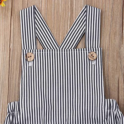 YWLINK Verano Mezcla De Algodon CóModo Sin Mangas De Color SóLido BotóN A Rayas Mameluco Mamelucos Lindo FáCil De Poner Y Quitar(Negro,6-12 meses/80)