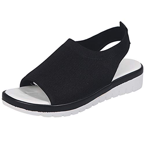 YWLINK Zapatos Mujer CuñA Moda TamañO Grande Transpirable con Malla Tejida Volando Zapatos Casuales Sandalias Fiesta En La Playa Antideslizante CóModo Baratos Regalo del DíA De Miembro(Negro,40EU)