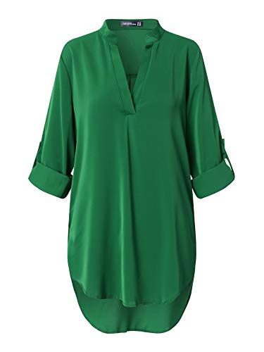 ZANZEA Camisas Mujer Sexy Casual Gasa Camisa Suelta Cuello V Manga Larga Blusa Tops Tallas Grandes Elegante Invierno Camiseta