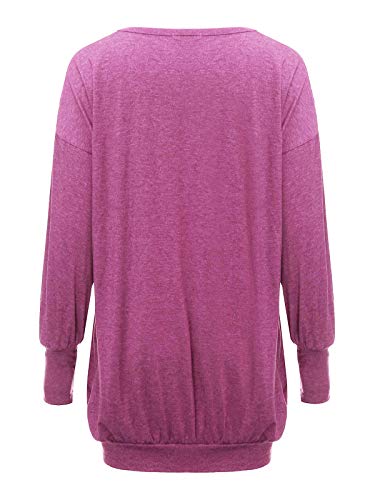 ZANZEA Jerseys Mujer Largos Cuello V Manga Larga Otoño Vestidos Sudadera Casual Tallas Grandes Suéter Suelta 01-Rosa M