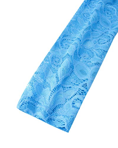 ZANZEA Vestido de Fiesta Encaje Manga Larga Mujer Tallas Grandes Elegant Vestido de Cóctel de Noche Cortos 02-Azul S