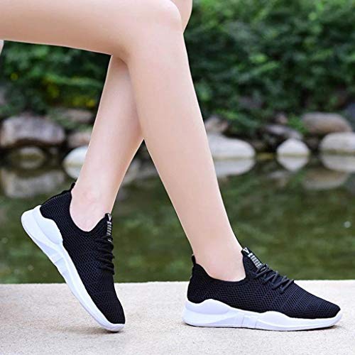 Zapatillas Deportivas de Mujer Correr Gimnasio Casual Zapatos para Caminar Mesh Running Transpirable Ligero Comodos Respirable Sneakers Negro 36-40 riou