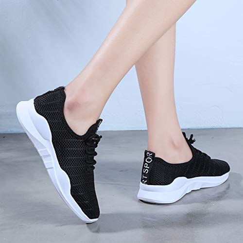 Zapatillas Deportivas de Mujer Correr Gimnasio Casual Zapatos para Caminar Mesh Running Transpirable Ligero Comodos Respirable Sneakers Negro 36-40 riou