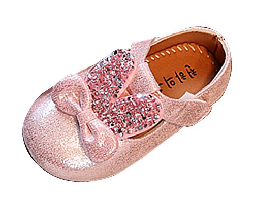 Zapatos con Brillantes Bowknot para niñas,Sandalias de Fiesta Elegantes Escolares Bailarinas de Vestido Mary Jane Pink EU 18/ Longueur du Pied:11CM
