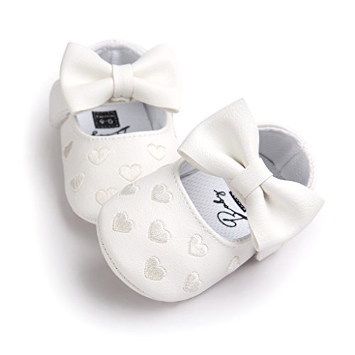 Zapatos de bebé,Auxma Niña Bowknot Zapatos de Cuero Zapatillas Antideslizante Suave niño único para 0-18 Meses (6~12M, Blanco)