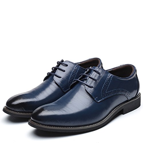 Zapatos Oxford Hombre, Brogue Cuero Boda Negocios Calzado Vestir Cordones Derby Negro Marron Azul Rojo Amarillo 37-48EU BL45