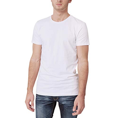 ZODOF Camisetas de Manga Corta de Corte Estándar Hombre Top Hombres Blusa Camiseta de Color Liso