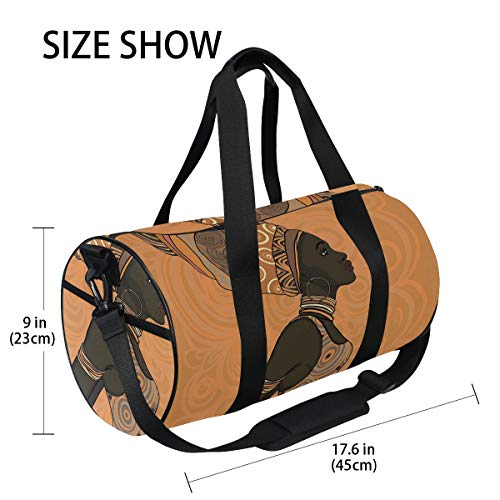 ZOMOY Bolsa de Deporte,Pueblos indígenas de África Mujer Local Vestido Tradicional de Turbante,Nuevo de Cubo de impresión Bolsas de Ejercicios Bolsa de Viaje Equipaje Bolsa de Lona