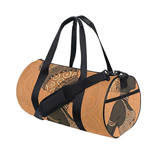 ZOMOY Bolsa de Deporte,Pueblos indígenas de África Mujer Local Vestido Tradicional de Turbante,Nuevo de Cubo de impresión Bolsas de Ejercicios Bolsa de Viaje Equipaje Bolsa de Lona