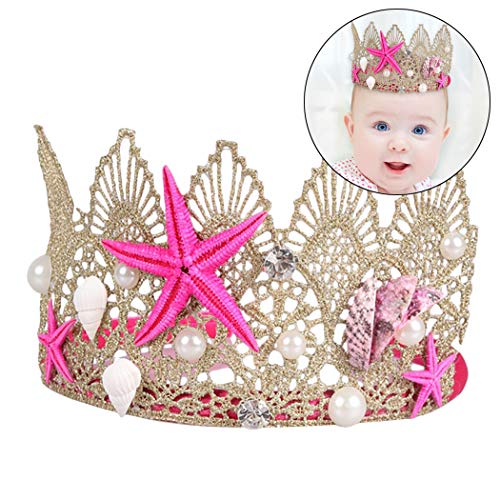 ZOYLINK Corona Diadema Moda Shell Estrellas De Mar Colgante Bebé Foto Prop Headwear