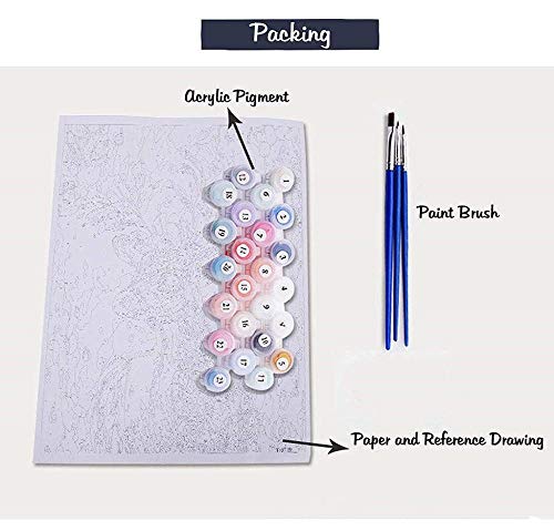 ZYDZYD Tigre Blanco Pantera león Tigre bajo la Noche,Principiantes de Dibujo con Pinceles y Pinturas acrílicas Pintura por Kits de números sin marco30*40cm