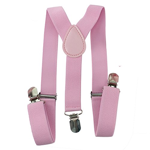 1 Conjunto Unisex Tirantes De Color Sólido Y Pajaritas Con Punto Infantil Para Los Niños Corbata De Lazo Para Chico Chica (rosa)