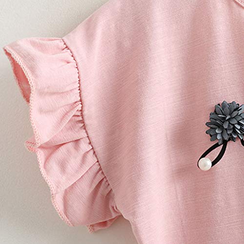 2019 Ropa Niña Verano 2 a 3 4 5 6 7 años | Moderna Camiseta Manga Corta con Estampado de Flor y Rose + Tutu Falda Corta de Malla | 2PC/Conjunto de Oferta | para Fiesta | Marca Fossen