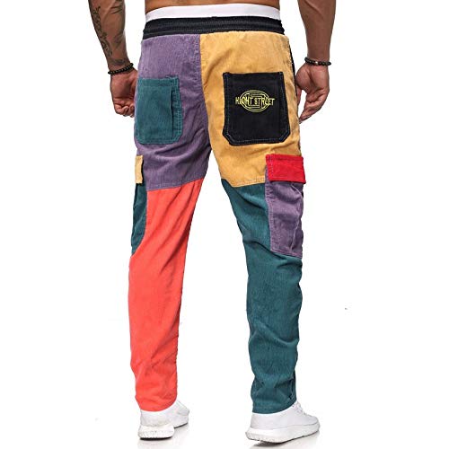 2021 Nuevo Pantalones para Hombre, Chándal de hombres Pantalones Casual Moda Deportivos Patchwork Pana Pants Jogging Fitness Gym Slim Fit Largos Pantalones Ropa de hombre Pantalones de Trekking