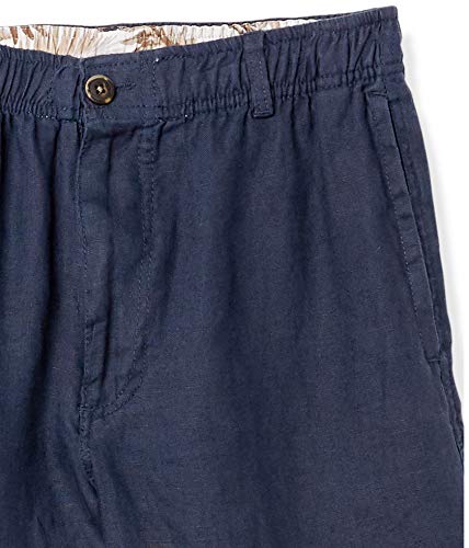 28 Palms Linen Drawstring 9" Inseam Short Flat-Front-Shorts, Azul (Blue Night), US S (EU S)