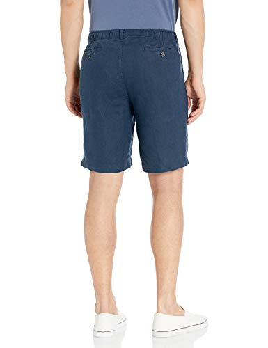 28 Palms Linen Drawstring 9" Inseam Short Flat-Front-Shorts, Azul (Blue Night), US S (EU S)